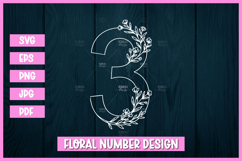 Floral Number 3 SVG Outline Design Product Image 1