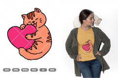 Cat and Heart Colored SVG &amp; Clipart Product Image 1