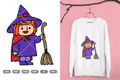 Cute Witch Colored SVG &amp; Clipart Product Image 1