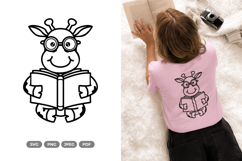 Kawaii Giraffe Reading Book SVG &amp; Clipart - Doodle Animal Product Image 1