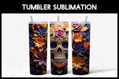3D Skulls with Flowers Tumbler Sublimation |3D Halloween II Product Image 4