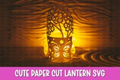 Hydrangea Flowers Lantern SVG I Floral paper cut SVG Product Image 1