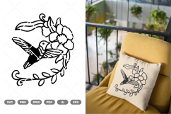 Colibri and Flower SVG &amp; Clipart Product Image 1