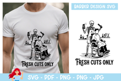 Fresh cuts only SVG, Barber inspired SVG, Skeleton Product Image 1