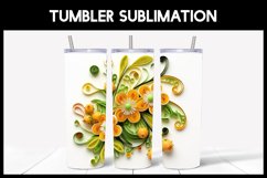 6 3D Kiwi Flowers Tumbler Sublimation | Paper Quilling Product Image 4