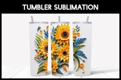 6 3D Sunflower Flowers Tumbler Sublimation | Paper Quilling Product Image 4