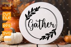Gather SVG,Autumn cut file, Round door sign Product Image 1