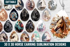 3D Horses Earring Sublimations, 30 x Horse Lover Earring Set Product Image 1