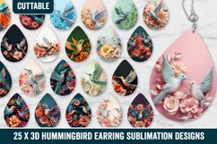 35 x 3D Hummingbird Earrings Sublimations, 3D Bird Earrings Product Image 1