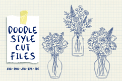 Floral Vase Doodle Line Art Cut Files Product Image 1