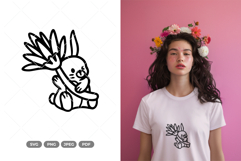 Rabbit and Flowers SVG &amp; Clipart Product Image 1
