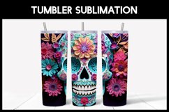 3D Skulls with Flowers Tumbler Sublimation |3D Halloween Product Image 5