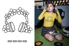 Floral Headphone SVG &amp; Clipart Product Image 1