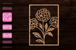 Frame with Flowers SVG,Wood cut frame with floral design Product Image 1