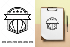 Basketball Badge SVG &amp; Clipart Product Image 1