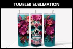 3D Skulls with Flowers Tumbler Sublimation |3D Halloween II Product Image 5