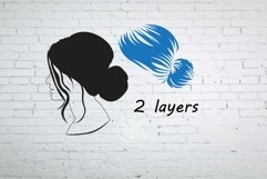 Messy Bun Blue Cut File | Fashion Hairstyle Product Image 3