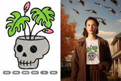 Skull and Plant Colored SVG &amp; Clipart Product Image 1