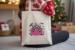 Pink Pumpkin Check Bow Embroidery Product Image 4