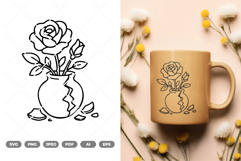 Flowers In Broken Vase SVG &amp; Clipart Product Image 1