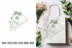 Floral Elephant SVG &amp; Clipart Product Image 1