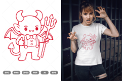 Kawaii Chibi Demon SVG &amp; Clipart Product Image 1