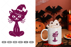 Kawaii Witch Cat SVG &amp; Clipart Product Image 1