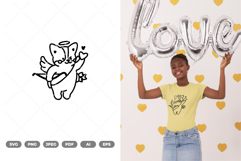 Kawaii Dog Cupid SVG &amp; Clipart Product Image 1