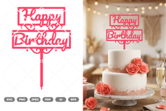 Happy Birthday Cake Topper SVG &amp; Clipart Product Image 1