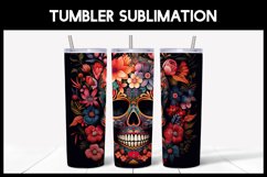 3D Skulls with Flowers Tumbler Sublimation |3D Halloween Product Image 5