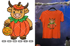 Highland Cow Halloween Colored SVG & Clipart Product Image 3