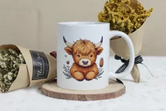 Cute Highland Cow Boho Style Watercolor Png Clip Art Product Image 3