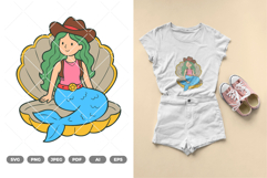 Cowgirl Mermaid SVG &amp; Clipart Product Image 1