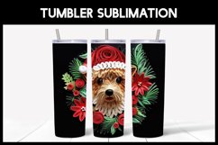 6 3D Christmas Yorkie Dog Tumbler Sublimation | 3D Tumbler Product Image 5