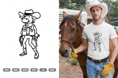 Cow Cowboy Doodle SVG &amp; Clipart Product Image 1