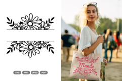 Floral Split Border SVG &amp; Clipart Product Image 1