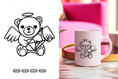 Valentine Bear SVG &amp; Clipart Product Image 1