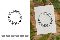 Floral Wreath SVG &amp; Clipart Product Image 1