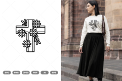 Flower Cross SVG &amp; Clipart Product Image 1