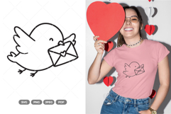 Bird with Love Letter SVG &amp; Clipart Product Image 1