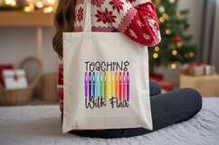 Teaching With Flair Embroidery Design | Rainbow Teacher Gift Product Image 4