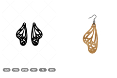 Butterfly Wing Earring SVG &amp; Clipart Product Image 1
