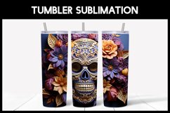 3D Skulls with Flowers Tumbler Sublimation |3D Halloween II Product Image 5