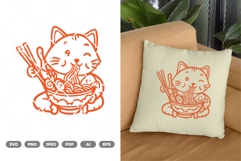 Cat Eating Ramen SVG &amp; Clipart Product Image 1