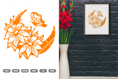 Floral Moon and Butterfly SVG &amp; Clipart Product Image 1