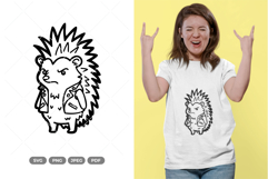 Punk Hedgehog Doodle SVG &amp; Clipart Product Image 1