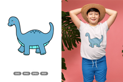 Kawaii Dino SVG &amp; Clipart - Dinosaur Doodle Product Image 1