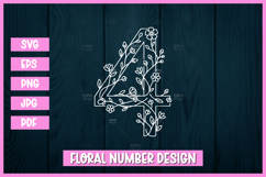 Floral Number 4 SVG Outline Design Product Image 1