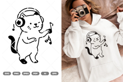 Cat Enjoying Music SVG &amp; Clipart Product Image 1