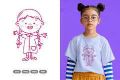 Girl Doodle SVG &amp; Clipart Product Image 1